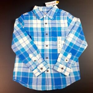 Cat & Jack Blue Plaid Kids Shirt